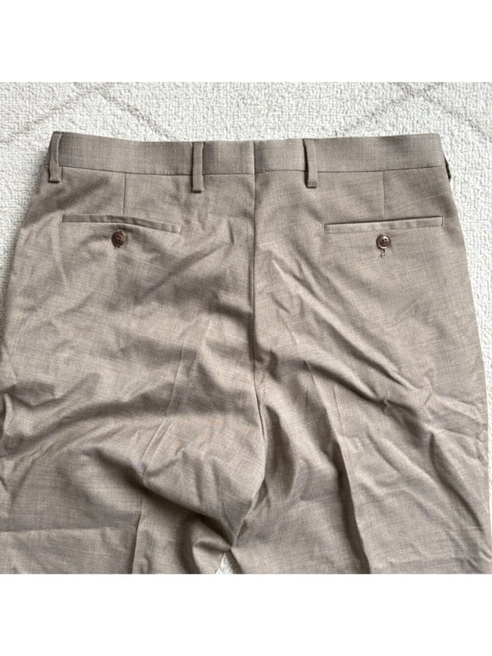 Peter Millar Crown Collection Taupe Wool Blend Dress Pants 33R Flat Front - Picture 4 of 5